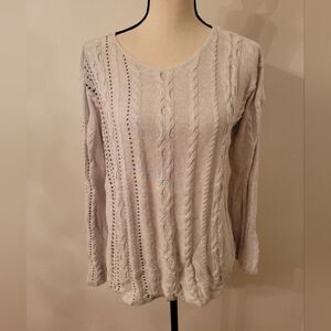 NIC+ZOE Cream Cable Knit Sweater